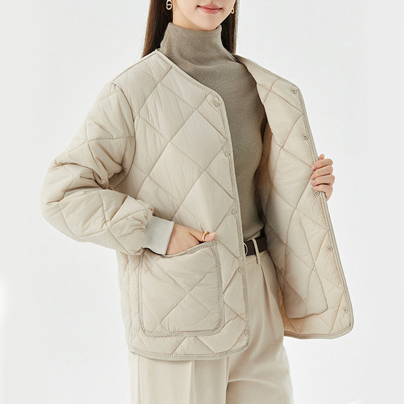 Quilted Padded Coat Winter Jacket With Pockets Lightweight Outerwear For Women's Clothing