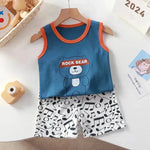 New Vest Suit Cotton Sleeveless Boy Summer Clothing Vest Two-piece Set  for boys