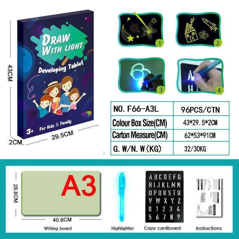 Educational Toy Drawing Pad 3D Magic 8 Light Effects Puzzle Board Sketchpad - EX-STOCK CANADA