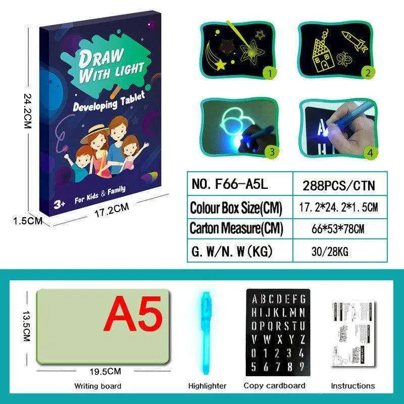 Educational Toy Drawing Pad 3D Magic 8 Light Effects Puzzle Board Sketchpad - EX-STOCK CANADA