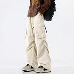 Overalls Men's Retro Trendy Pleated Straight-leg Baggy Cargo Pant Trousers Casual