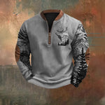 Men Polo Half Zipper  Sweatshirt Men's 3D Printing Pullover top