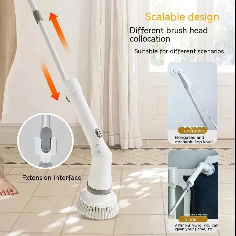 Electric Scrubber Cleaning Wall Long Hadle Elbow Telescopic Multifunction Cleaning Brush - EX-STOCK CANADA