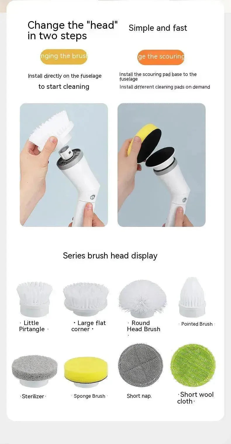 Electric Scrubber Cleaning Wall Long Hadle Elbow Telescopic Multifunction Cleaning Brush - EX-STOCK CANADA