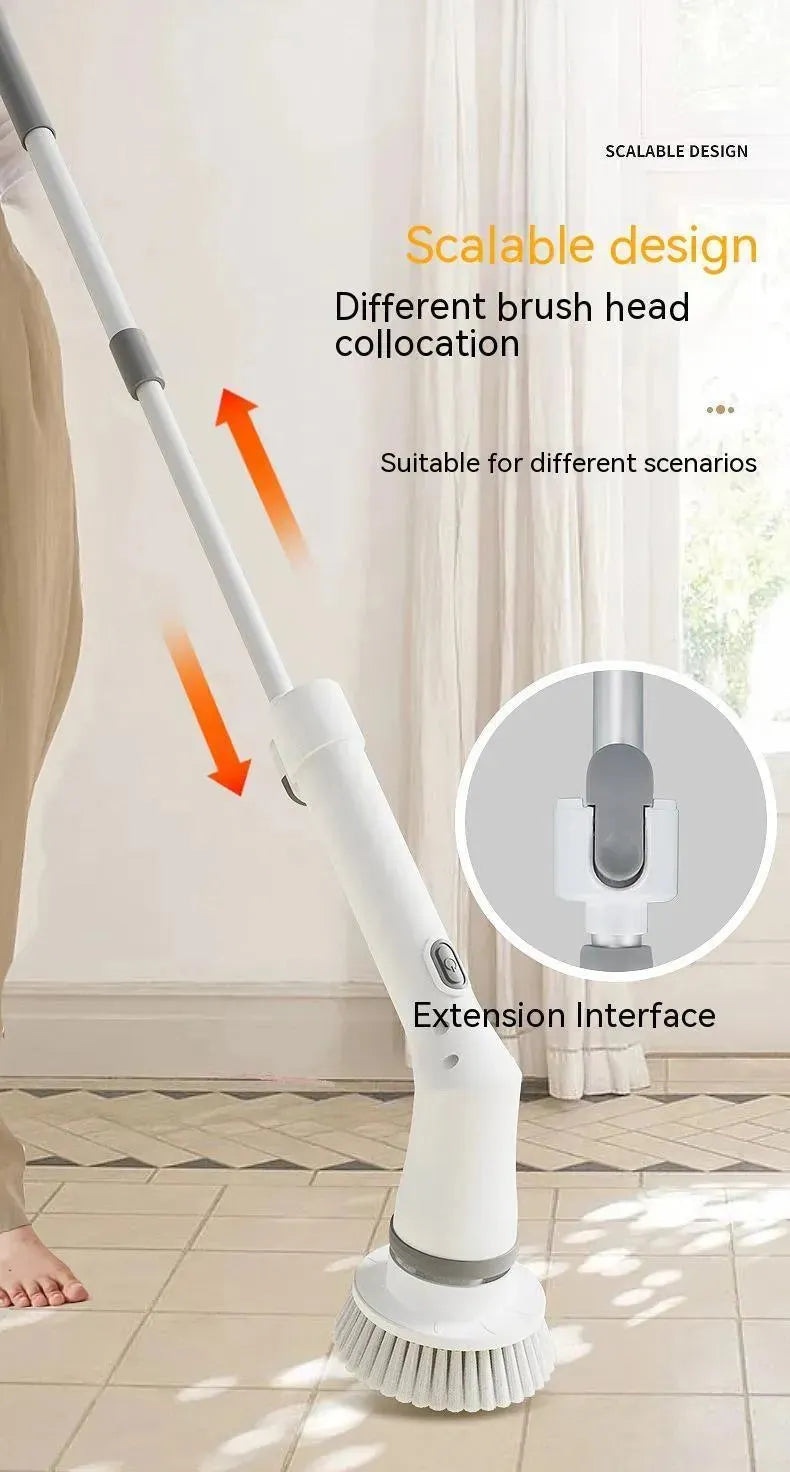 Electric Scrubber Cleaning Wall Long Hadle Elbow Telescopic Multifunction Cleaning Brush - EX-STOCK CANADA