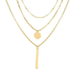Electroplating Gold and Silver Double-layer Wafer And Long Bar Pendant Necklace - EX-STOCK CANADA