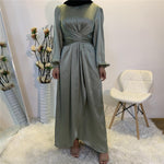 Elegant Solid Color Dress Robe for Arab Dubai Turkey Middle East Women. - EX-STOCK CANADA
