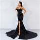 Elegant Strapless Bodycon Dress Bridesmaid Dress Evening Dinner Party Split Long Dress for Women - EX-STOCK CANADA