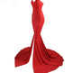 Elegant Strapless Bodycon Dress Bridesmaid Dress Evening Dinner Party Split Long Dress for Women - EX-STOCK CANADA