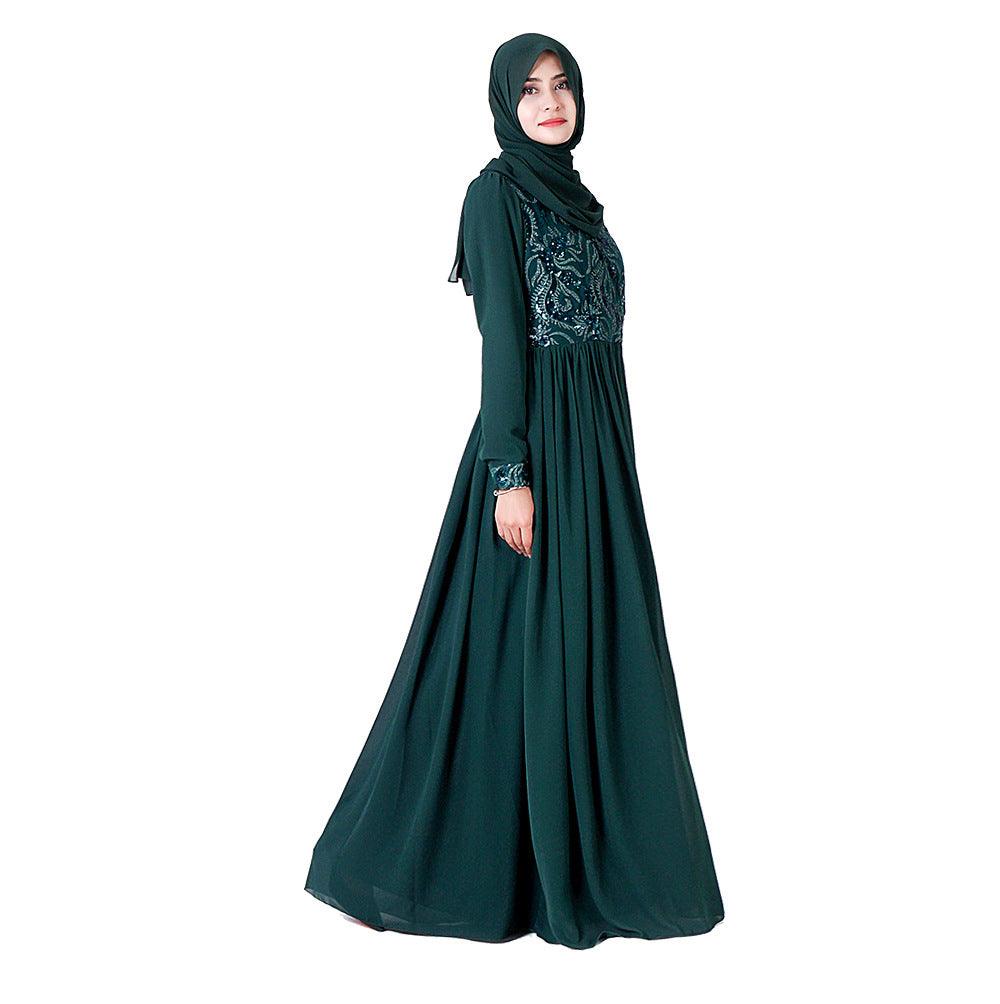 Embroidered Arab Lace Long Sleeve Dress - EX-STOCK CANADA