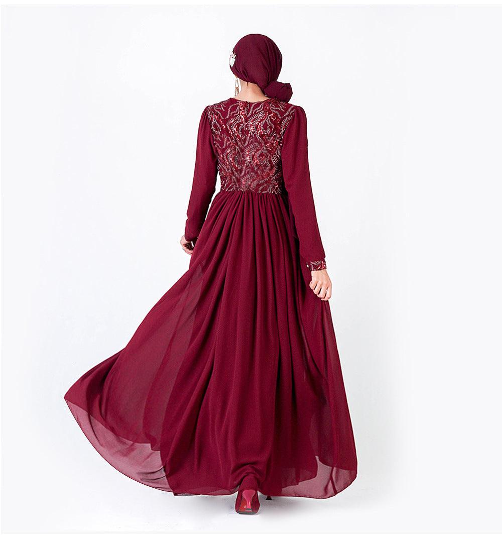 Embroidered Arab Lace Long Sleeve Dress - EX-STOCK CANADA