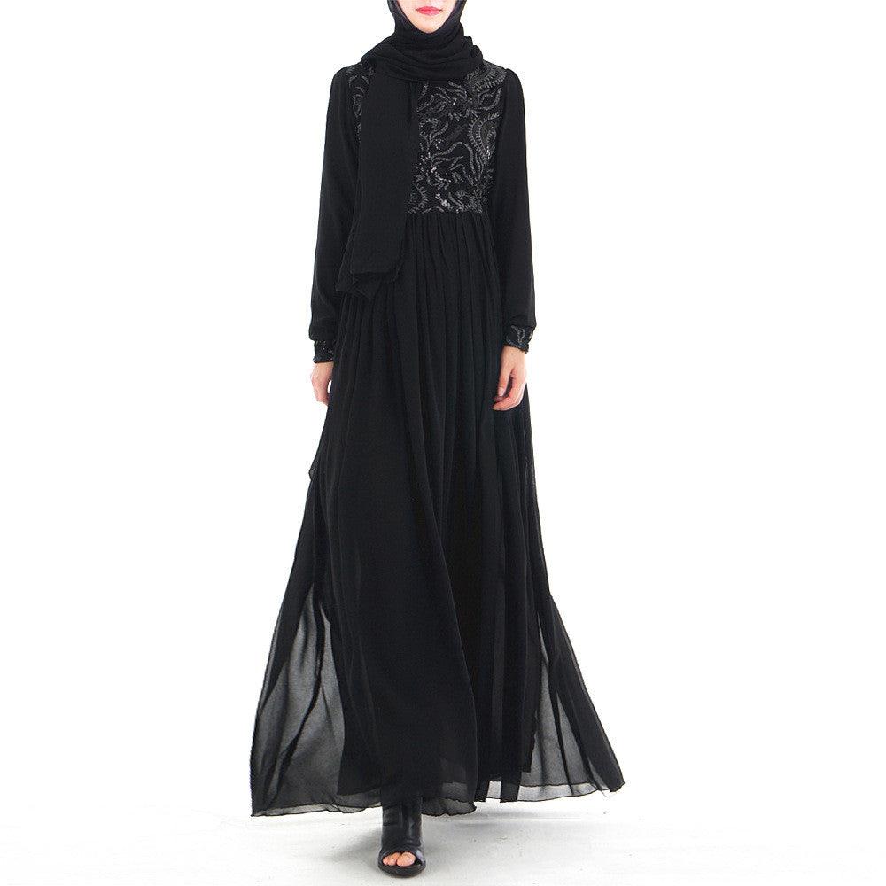 Embroidered Arab Lace Long Sleeve Dress - EX-STOCK CANADA