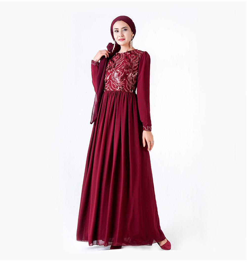 Embroidered Arab Lace Long Sleeve Dress - EX-STOCK CANADA