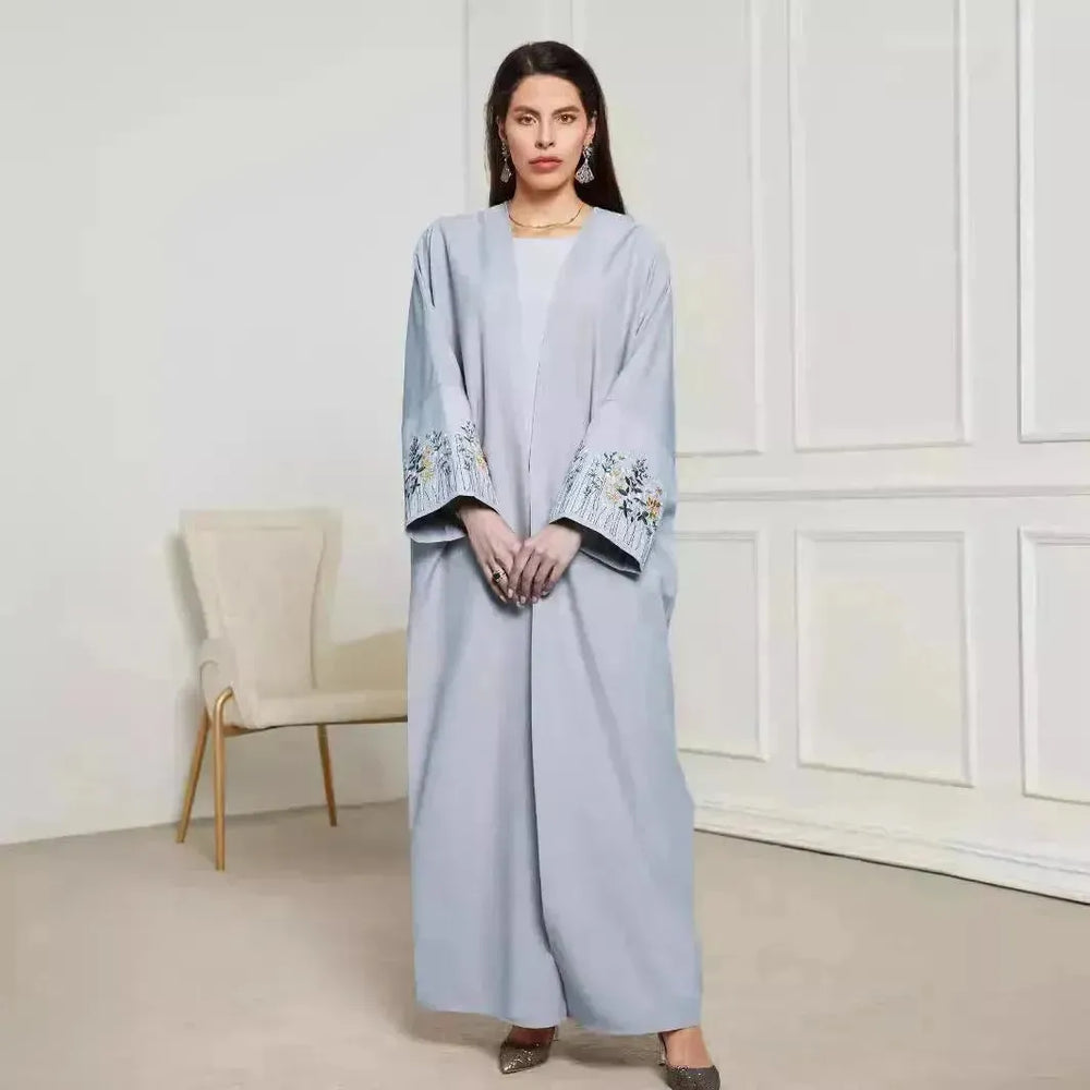 Embroidered Cardigan Abaya Dress Robe for Arab Dubai Turkey Middle East Women - EX-STOCK CANADA