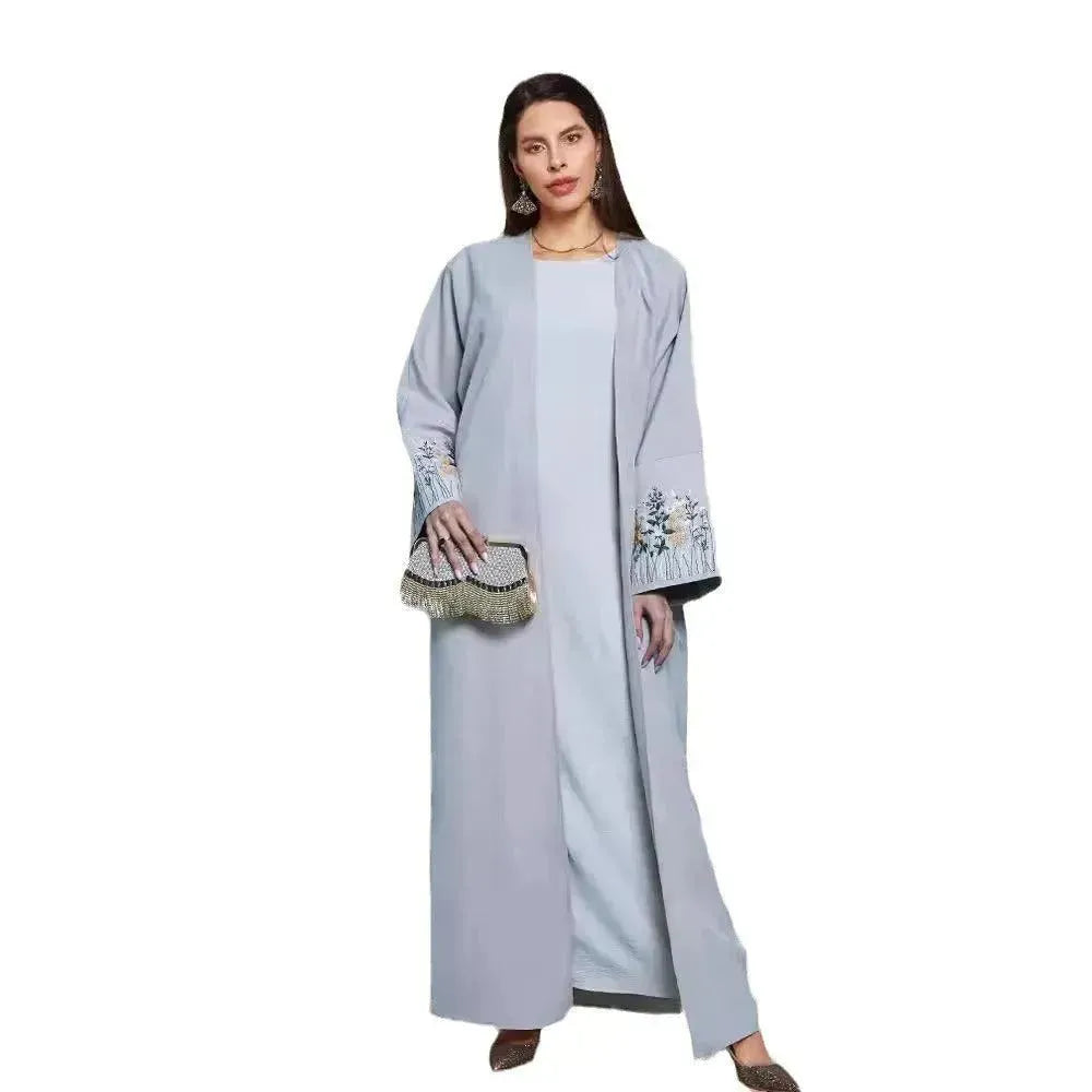 Embroidered Cardigan Abaya Dress Robe for Arab Dubai Turkey Middle East Women - EX-STOCK CANADA