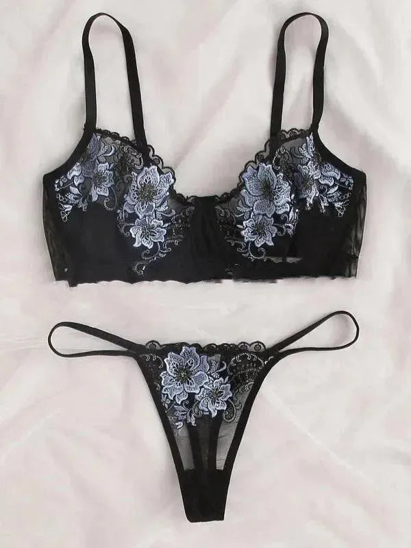 Embroidered Lace Sexy Lingerie Temptation Lingerie Set - EX-STOCK CANADA