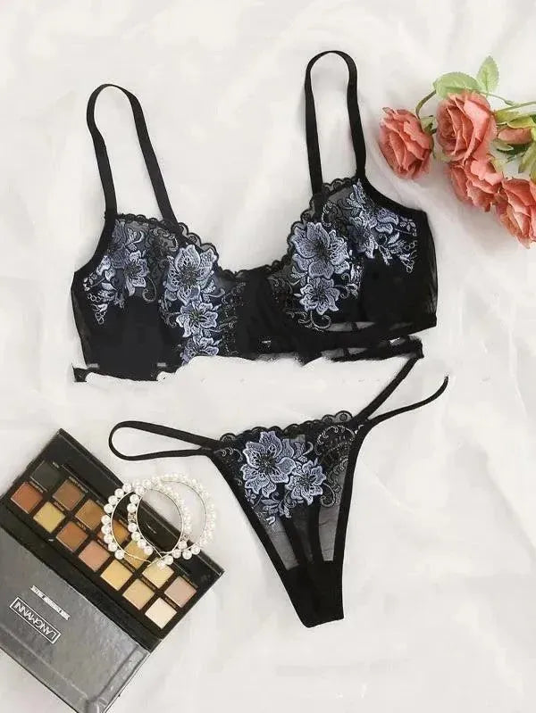 Embroidered Lace Sexy Lingerie Temptation Lingerie Set - EX-STOCK CANADA