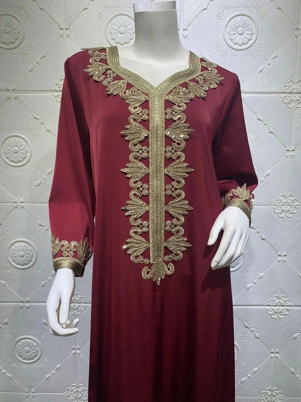 Embroidery Bronzing Lace Jalabiya Abaya Dress for Arab Dubai Turkey Middle Eastern Women - EX-STOCK CANADA