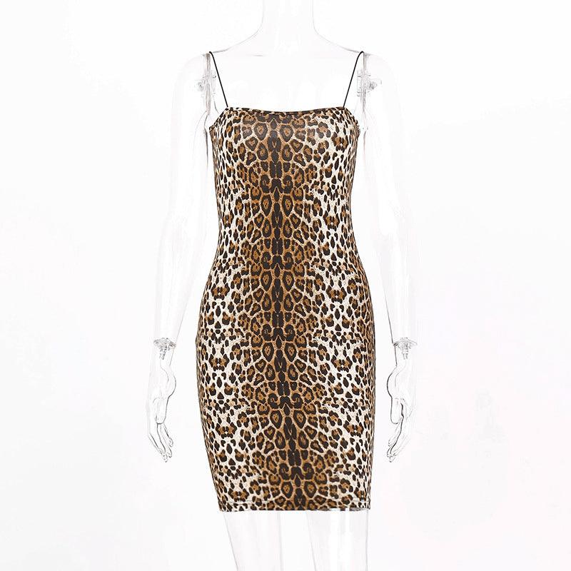 European And American Leopard Print Sleeveless Mini Dress - EX-STOCK CANADA