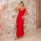 European And American Multi-layer Wooden Ear Backless Halter Party Long Dress - EX-STOCK CANADA