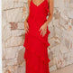 European And American Multi-layer Wooden Ear Backless Halter Party Long Dress - EX-STOCK CANADA