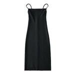 European And American Style Sold Color Sleeveless Midi Suspender Split Dress - EX-STOCK CANADA