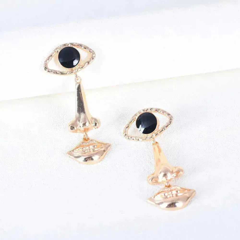 Exaggerated Long Retro Nose Lips Eye Earrings - EX-STOCK CANADA