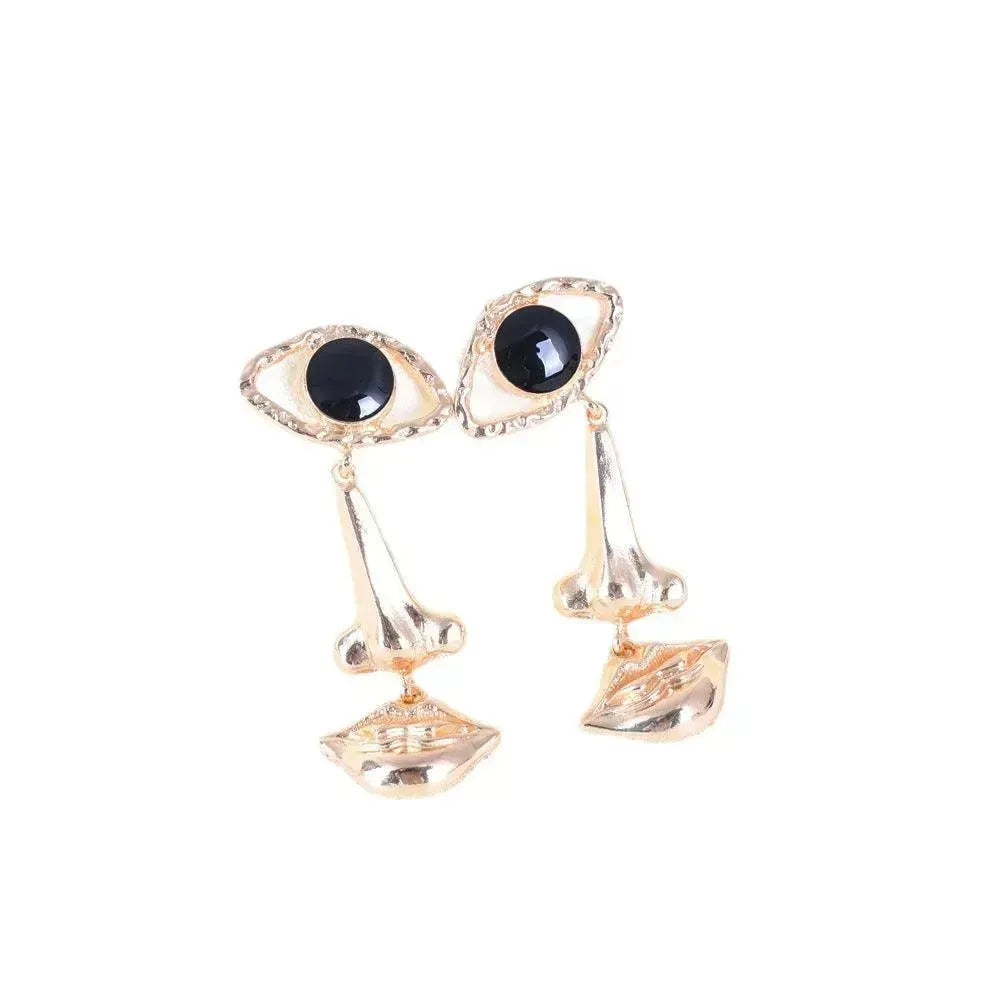 Exaggerated Long Retro Nose Lips Eye Earrings - EX-STOCK CANADA