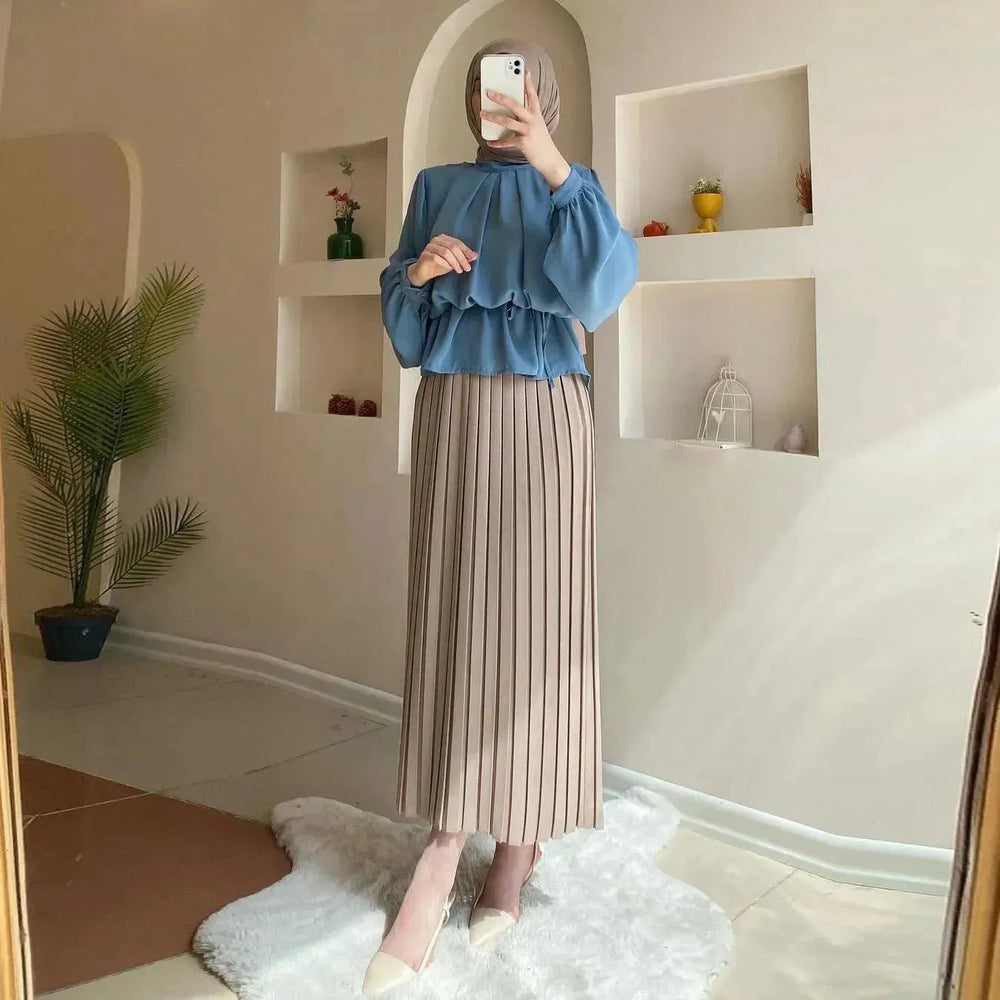 Extra Beautiful Pleated Skirt Suit for Arab Dubai Turkey Middle East Women Outfit set - EX-STOCK CANADA