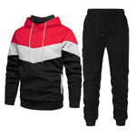 2pcs Winter Fashion Stitching Suit Outdoors Sports Suit Men's Sweatsuit Hoodie Outfit set