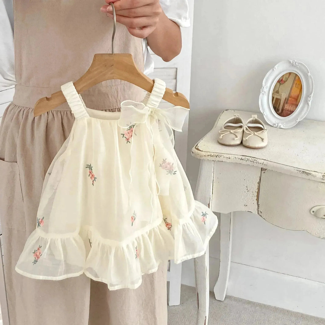 Bébé nouveau-né petite fille brodée en maille bébé floomer avec jupe bébé bébé robe décontractée pour bébé fille