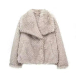 Winter Plush Open front Coat Thick lapel Outwear Faux Fur Coat women