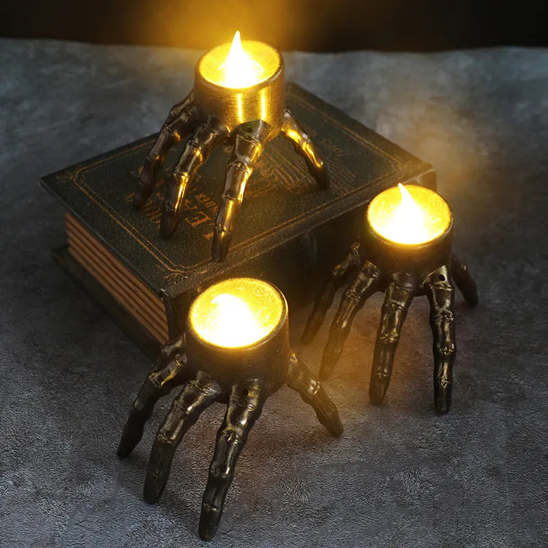 Halloween Skull Skeleton Hand Flameless Candle decor prop