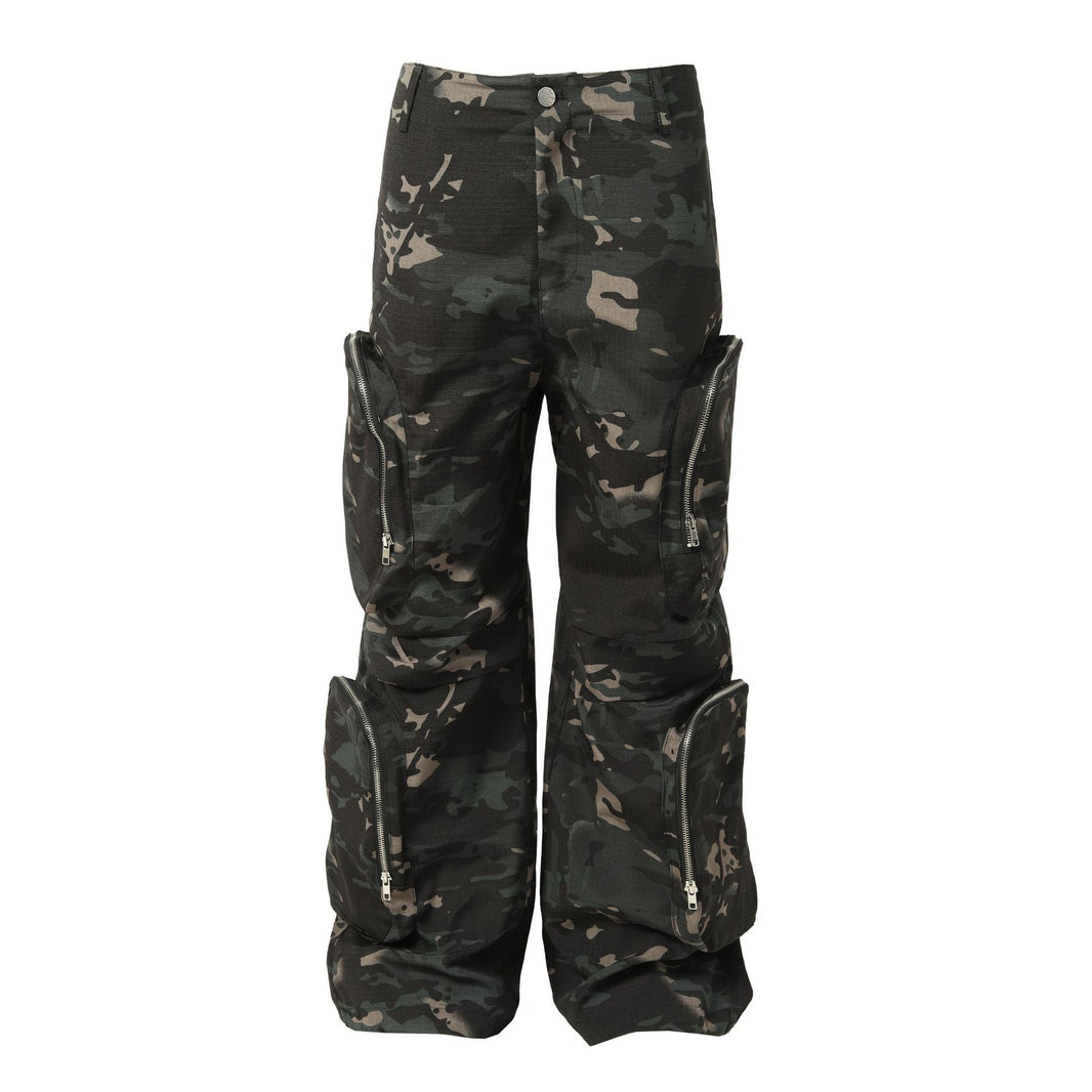 New American Jungle Camouflage Amekaji Multi-pocket Design Casual Wide-leg Workwear Cargo Trousers Pant