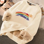 Autumn Winter Fleece-lined thick sweatshirt Pullover top for men