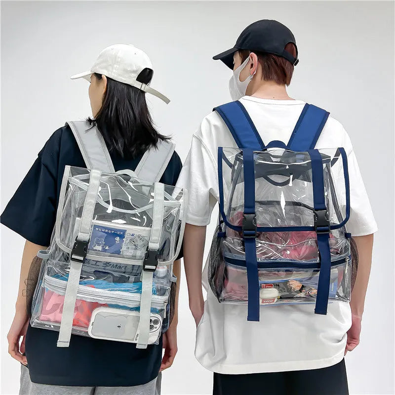 Boy And Girl's Fashion Transparent Flap Travel School Duffel Bag Backpack