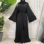 Moda bordado Satin Abaya Vestido Medio Oriente Fanche Plain Dubai Abaya