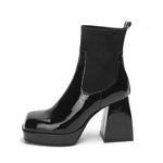 Buy Women Platform Block heel Patent leather boot Woolen winter boot