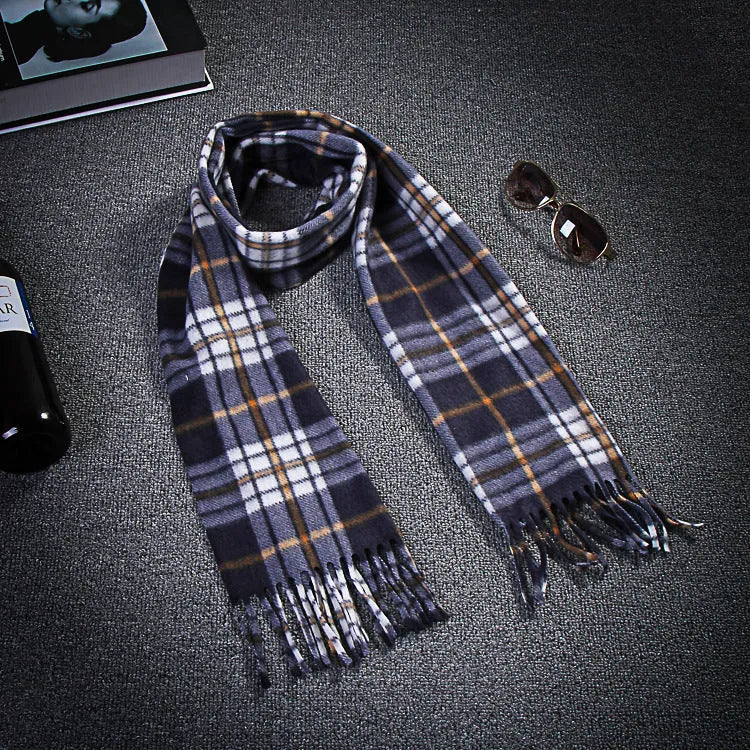 Handmade Autumn And Winter Velvet Fleece Plaid Scarf