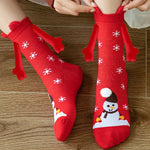 Medias de Navidad Autumn Winter Cotton Magnet Lodestone Hand Tube Socks