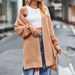 Solid color Loose Cashmere Long Cardigan sweater Jacket for women