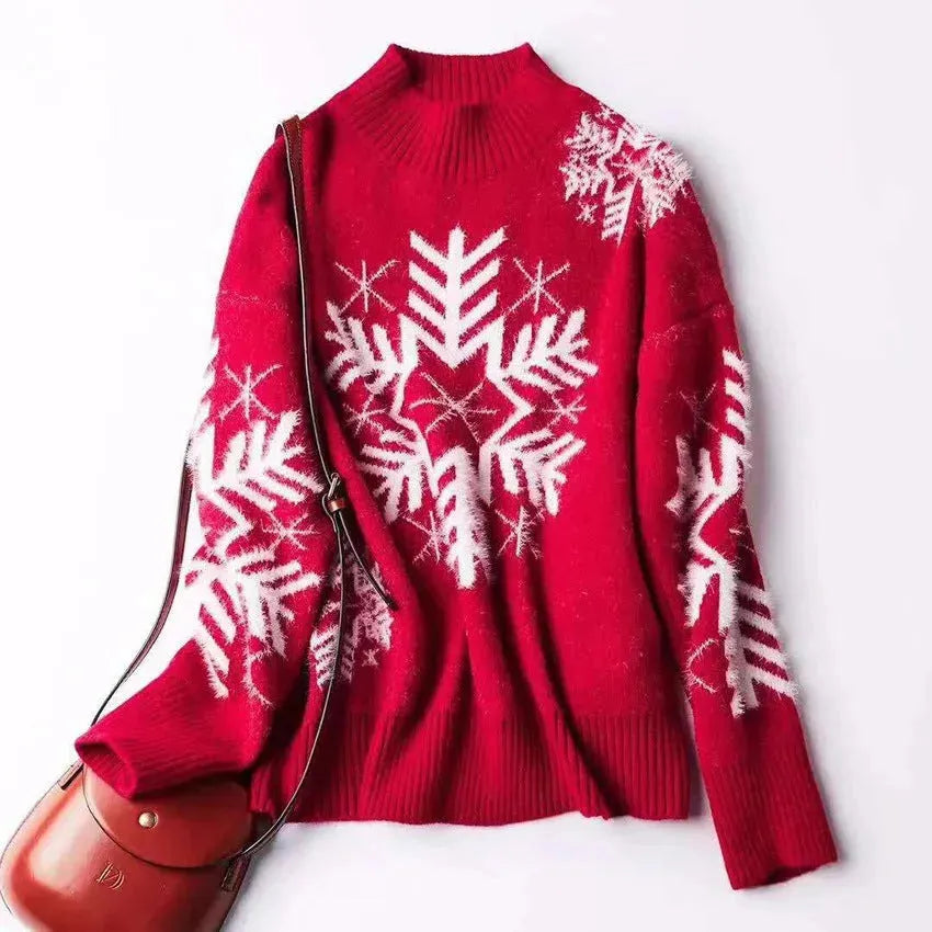 Sweater Sweater de cachemir de navidad de los copos de nieve de los copos de nieve