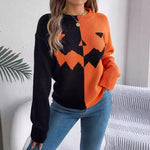 Halloween Women Knitted Long sleeve Pullover Sweater Casual winter tops women