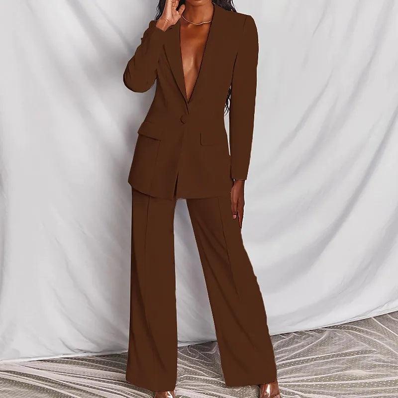 Fashion Business Women's Clothing Long Sleeve Trousers Suit - EX-STOCK CANADA
