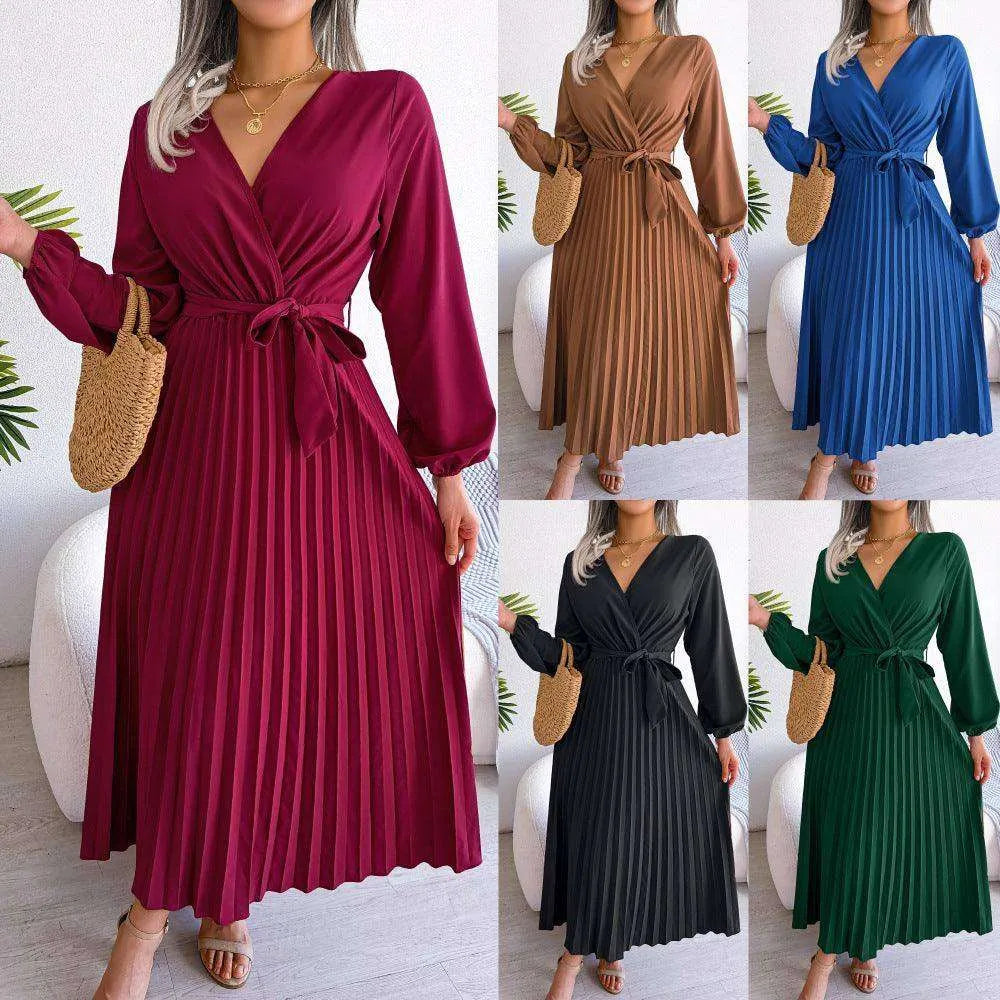 Fashion Elegant Cross Pleated Maxi Dress - EX-STOCK CANADA