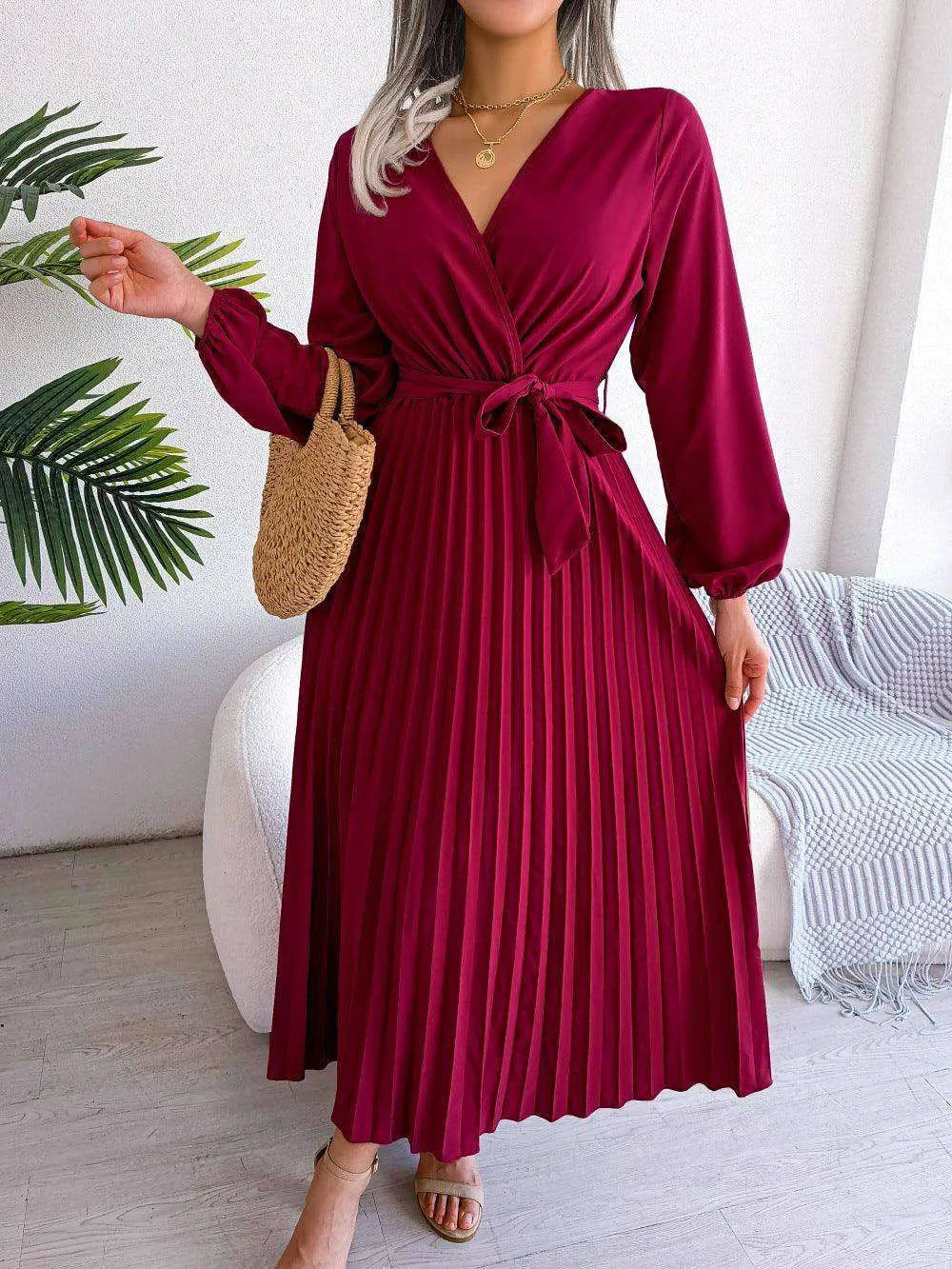 Fashion Elegant Cross Pleated Maxi Dress - EX-STOCK CANADA