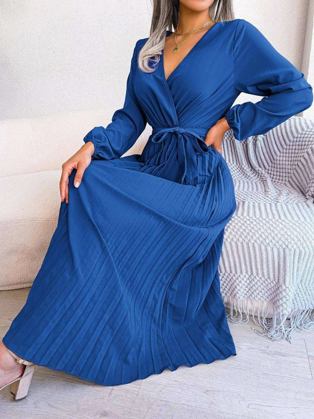 Fashion Elegant Cross Pleated Maxi Dress - EX-STOCK CANADA