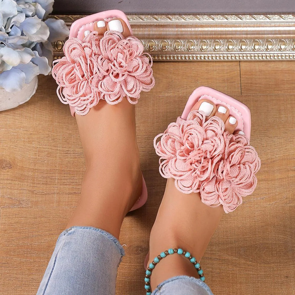 Fashion Flower Flat Slippers For Women - EX-STOCK CANADA