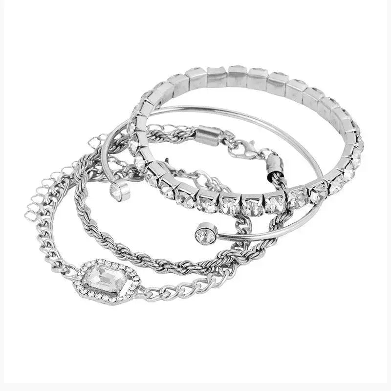 Fashion Jewelry 4 Pcs Crystal Bracelet Set Bohemian Design For Women Vintage Luxury Twisted Cuff Chains Armband Jewelry Accessories - EX-STOCK CANADA