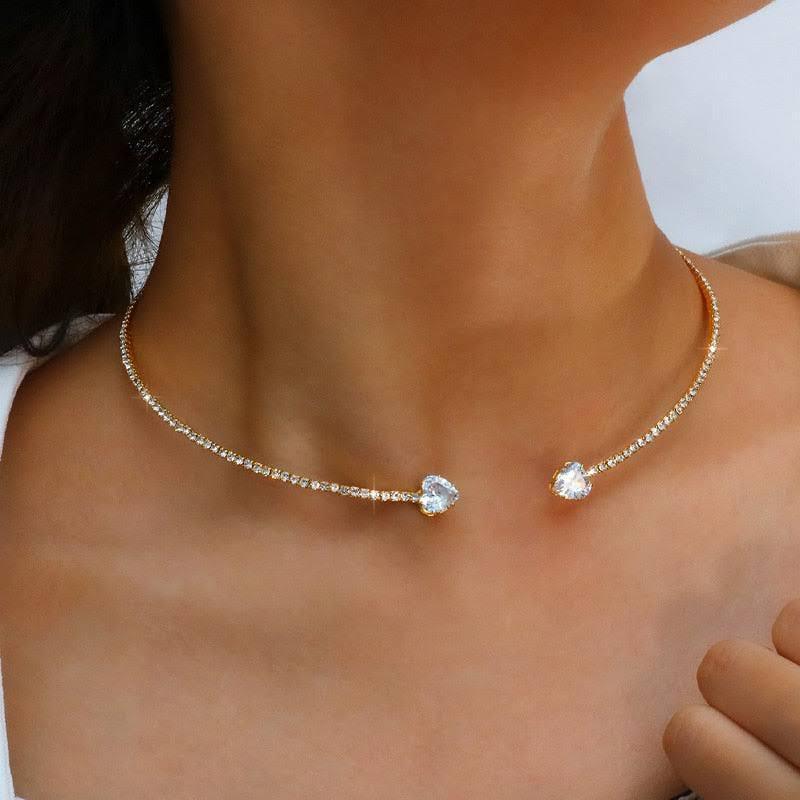 Fashion Jewelry Heart-shaped Zircon Collar Light Luxury Rhinestone Necklace Women's Jewelry - EX-STOCK CANADA